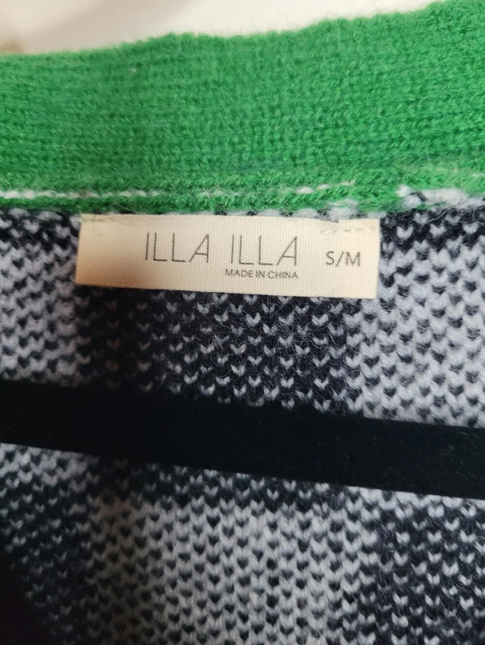 ILLA ILLA Checkerboard Button-Front Cardigan With Denim Sleeves Sz S/M NWOT